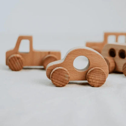 Wooden Toy Cars for Toddlers – 4-Piece Handmade Vehicle Set